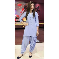 Sky color auspicious dhoti suit